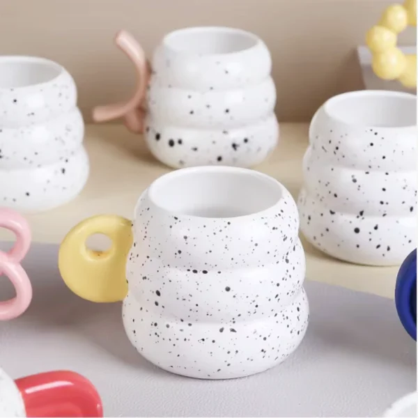 Customized Ceramic Mugs European Donut Shape Splash Ink Coffee Mug in Bulk7