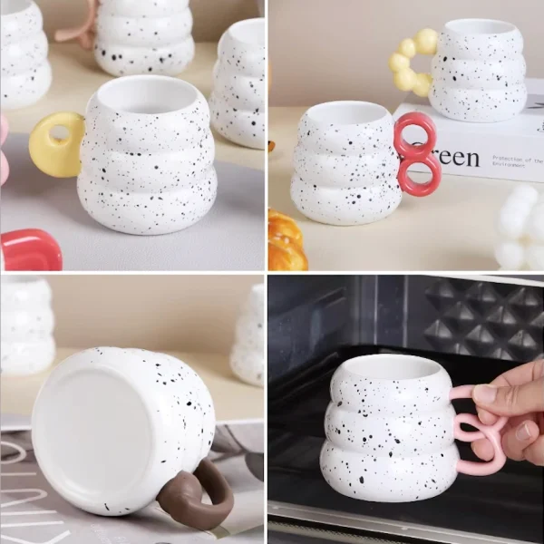 Customized Ceramic Mugs European Donut Shape Splash Ink Coffee Mug in Bulk8