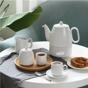 custom white ceramic tea pot set