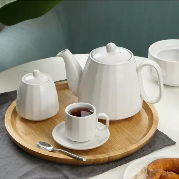 custom white ceramic tea pot set2