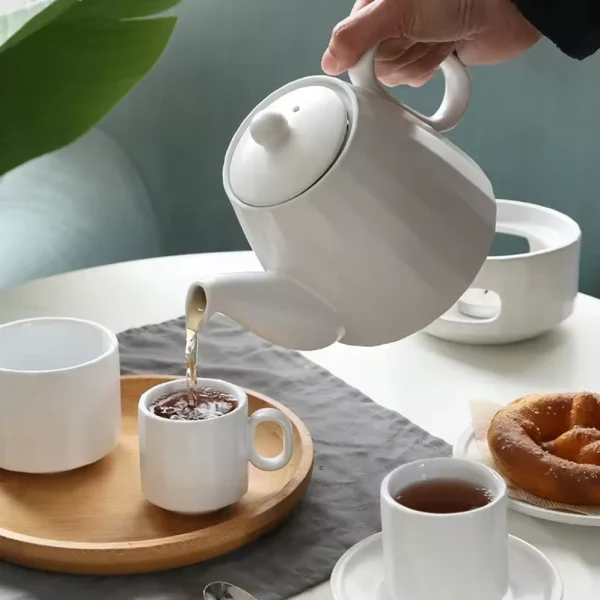 custom white ceramic tea pot set2