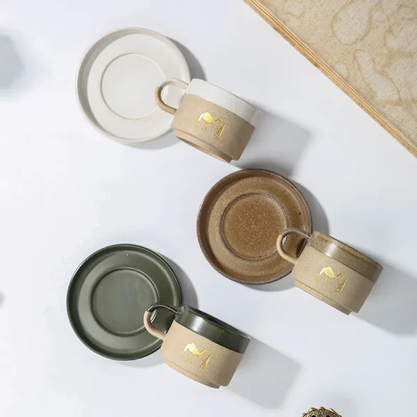 Conjunto personalizado de chávena de café e pires em barro do Médio Oriente2