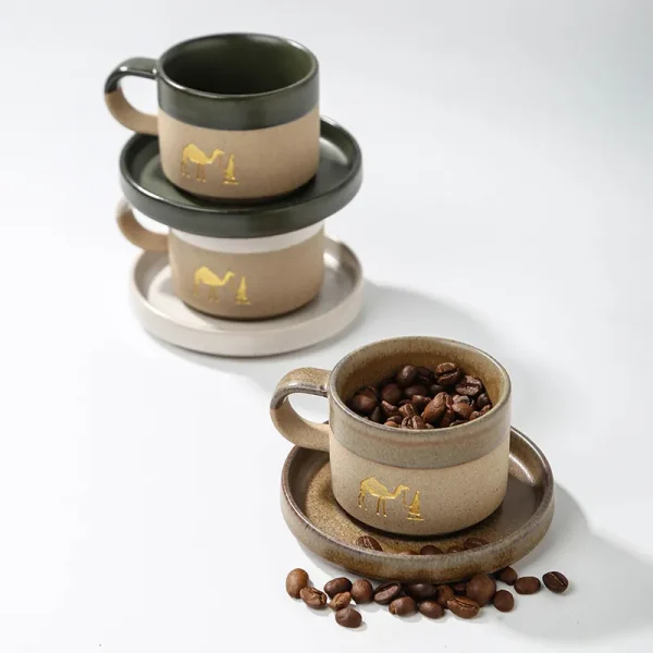 Conjunto personalizado de chávena de café e pires em barro do Médio Oriente3