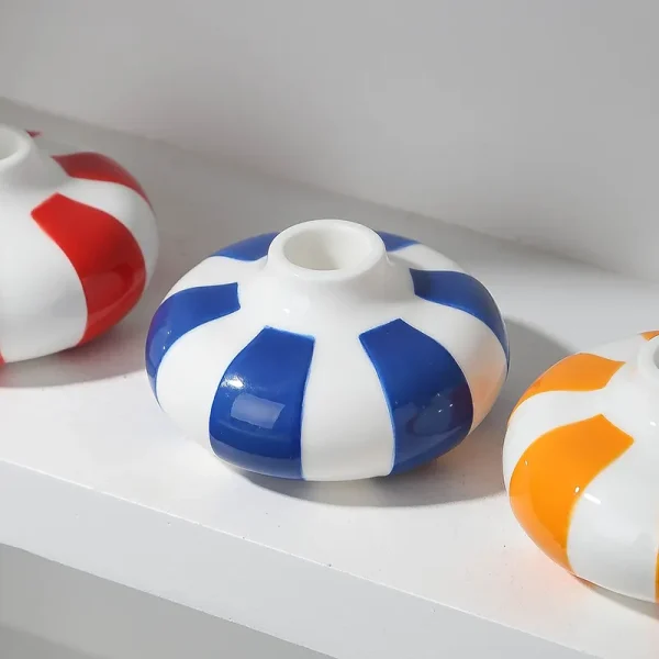 Custom Striped Ceramic Candle Holder 2