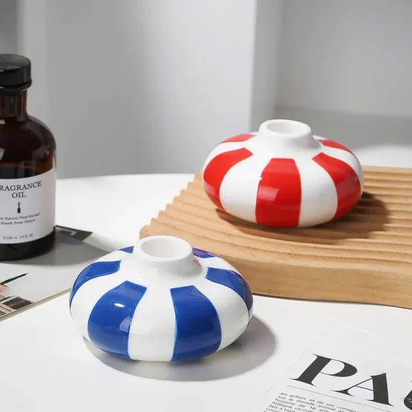 Custom Striped Ceramic Candle Holder 4