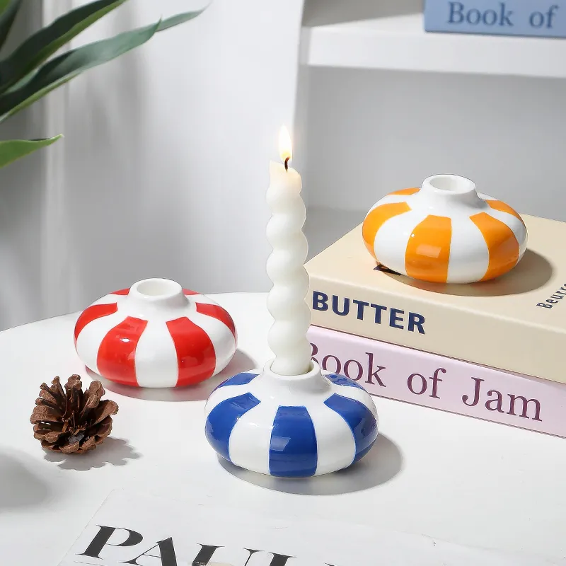 Custom Striped Ceramic Candle Holder 5