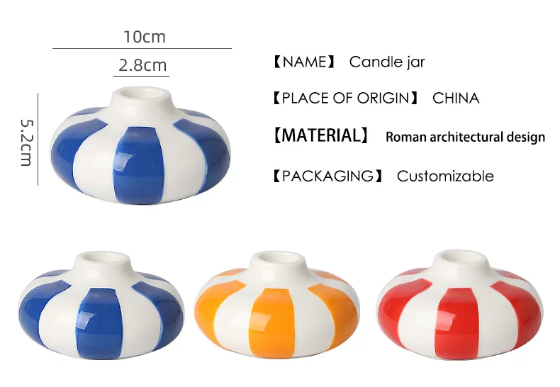 Custom Striped Ceramic Candle Holder 6