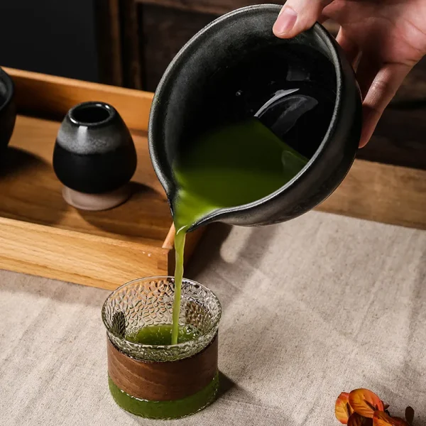 カスタム セラミック抹茶セット卸売黒釉ボウル 6