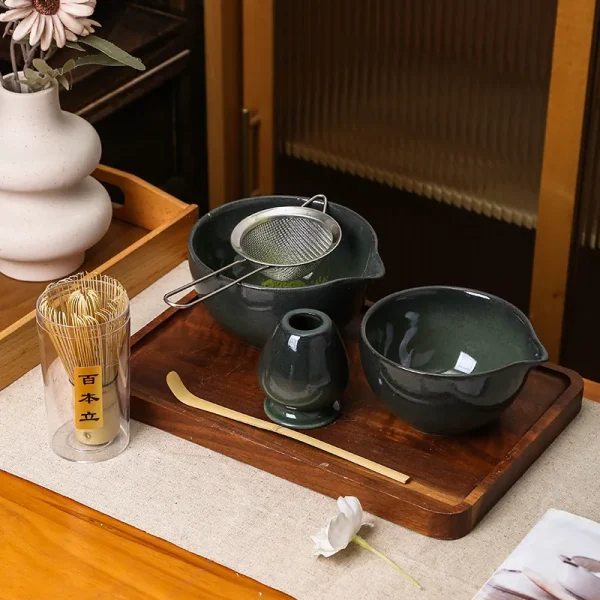 Custom Ceramic Matcha Tea Set with Chasen Holder2