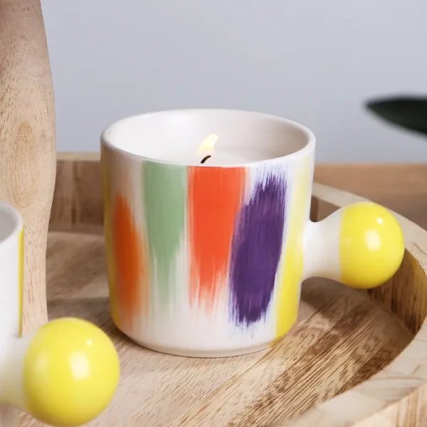 Custom Hand-painted Striped Candle Jar3