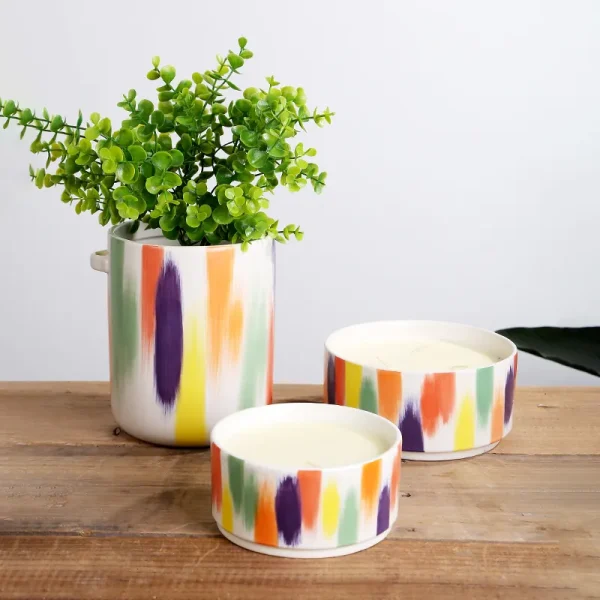 Custom Hand-painted Striped Candle Jar4