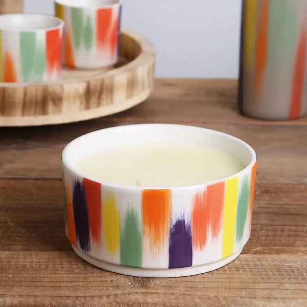 Custom Hand-painted Striped Candle Jar5