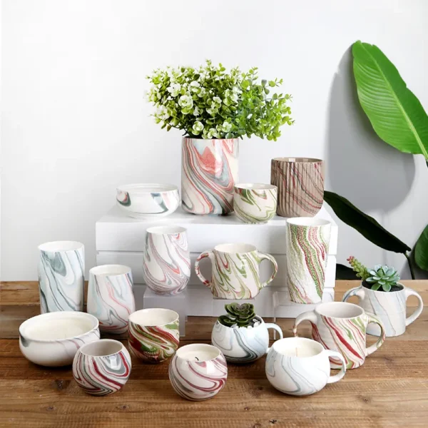 Custom Marble Ceramic Candle Jar5