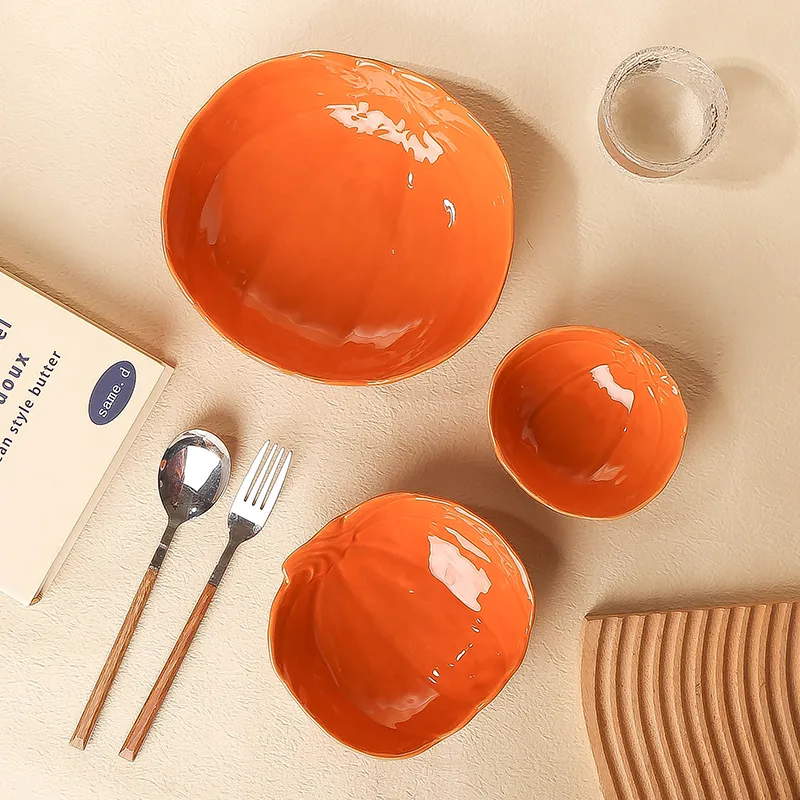 Custom Pumpkin Ceramic Bowl Set for Halloween Tableware1