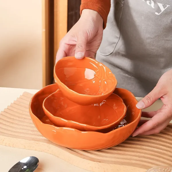 Custom Pumpkin Ceramic Bowl Set for Halloween Tableware2