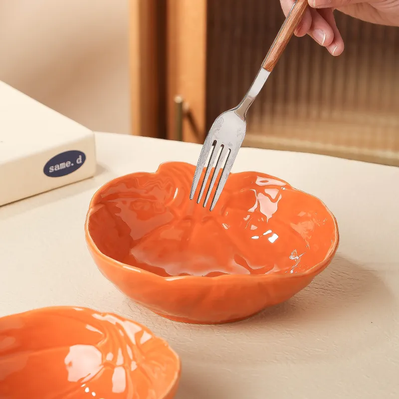 Custom Pumpkin Ceramic Bowl Set for Halloween Tableware5