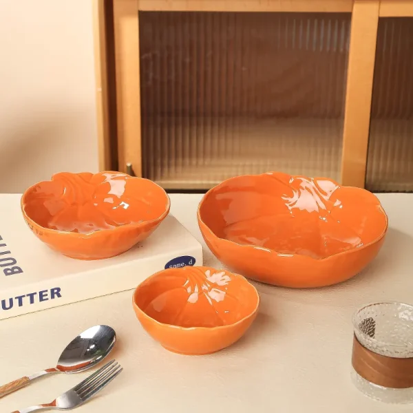 Custom Pumpkin Ceramic Bowl Set for Halloween Tableware6