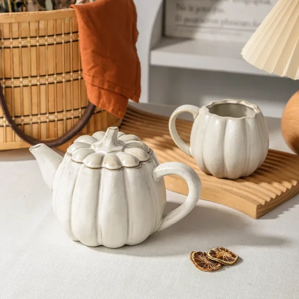 Custom White Pumpkin Ceramic Tea Set5