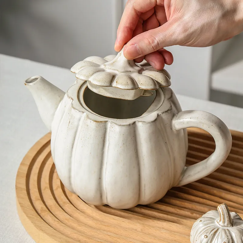 Custom White Pumpkin Ceramic Tea Set6