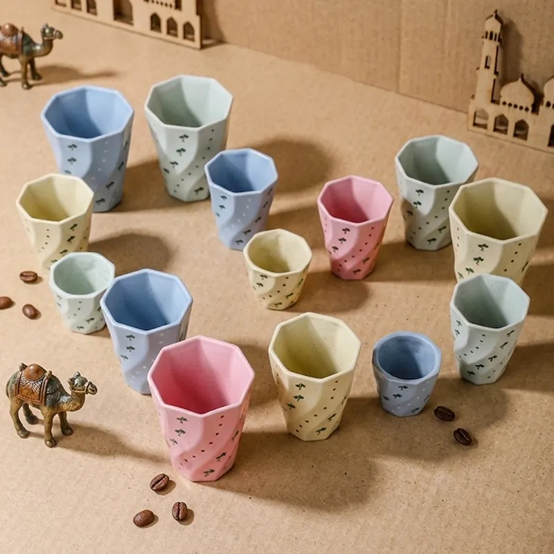 Custom Arabic Coffee Cups Ceramic with Geometric Design1