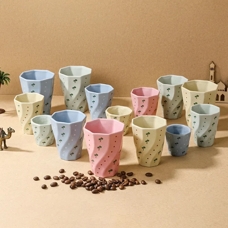 Custom Arabic Coffee Cups Ceramic with Geometric Design2