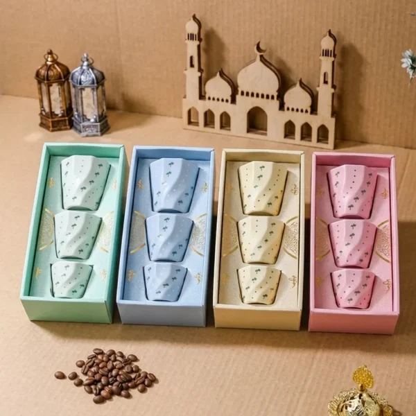 Custom Arabic Coffee Cups Ceramic with Geometric Design3