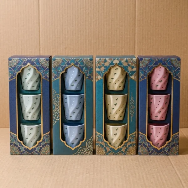 Custom Arabic Coffee Cups Ceramic with Geometric Design4