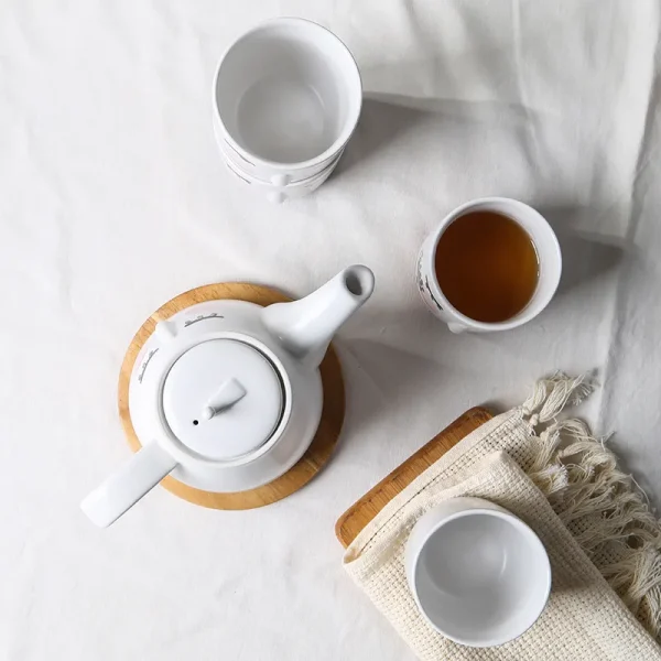 Custom Ceramic Tea Set Abstract Face Design with 3D Relief Mugs7