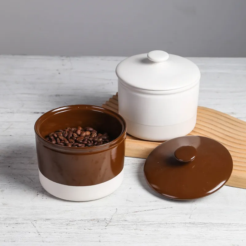 Custom Ceramic Canister Set Matte Airtight Kitchen Storage Jars with Lids for Coffee